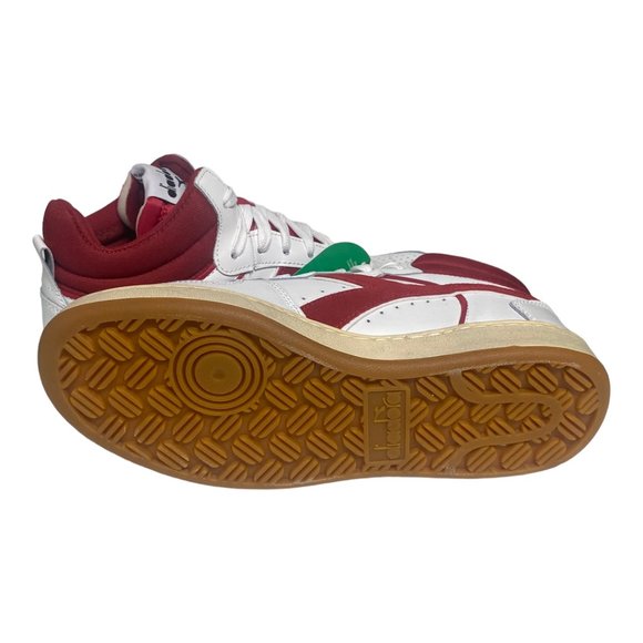 DIADORA Men\'s Basket Mid Red White USED LOOK Sneaker Shoe Size 8/8.5 NEW